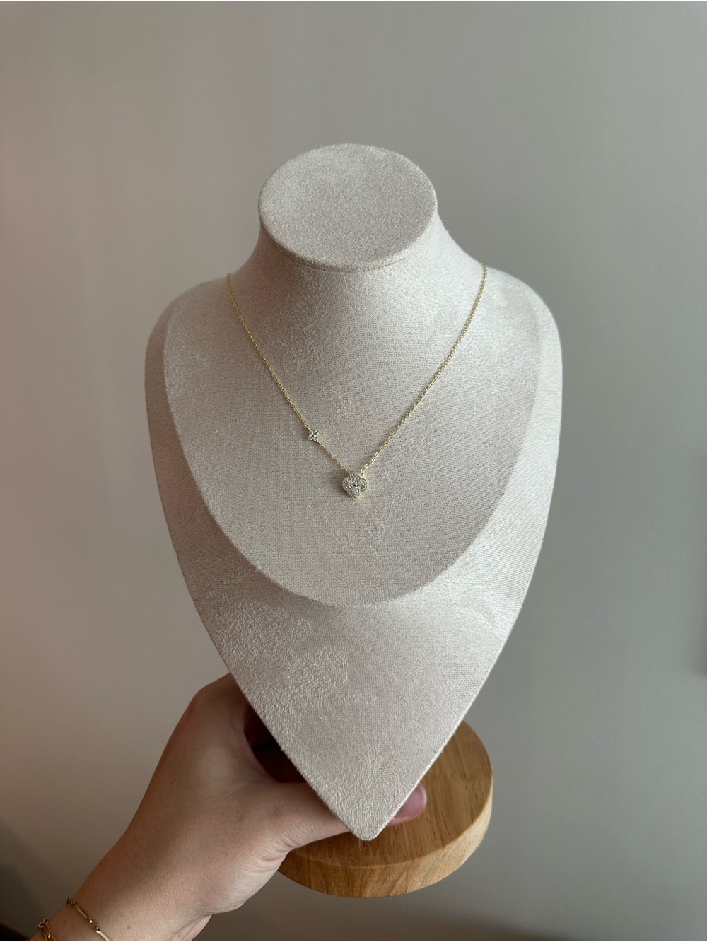 Gold Tone Moissanite Clover Necklace with GRA Certification